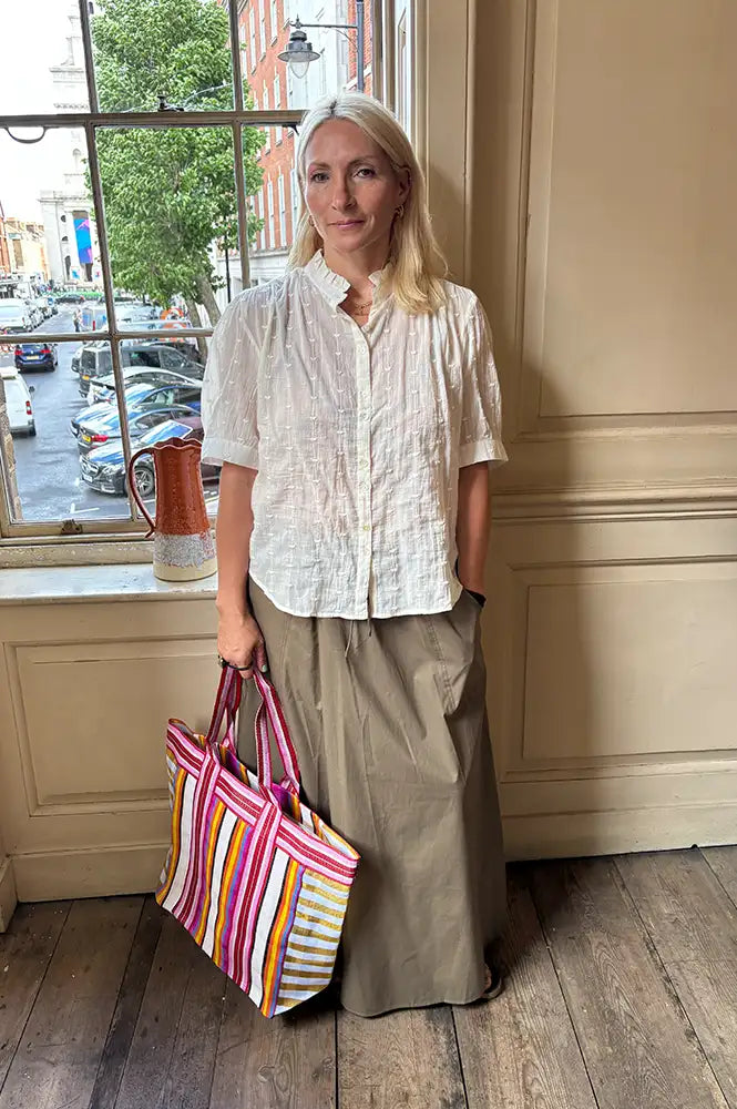 M.A.B.E Alli Ecru Dotted Blouse