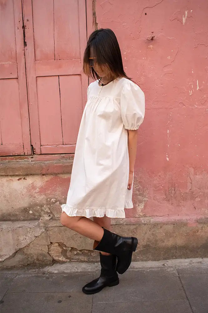 Mod Ref Frankie White Babydoll Ruffle Dress