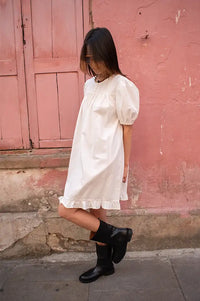 Mod Ref Frankie White Babydoll Ruffle Dress
