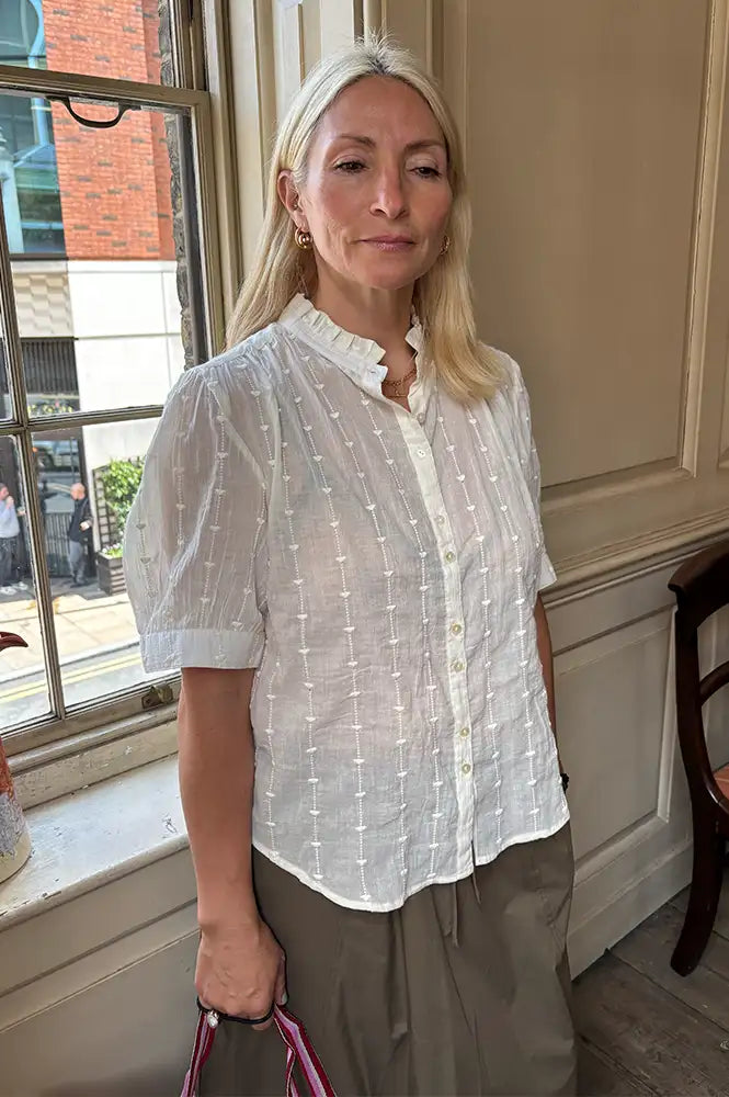 M.A.B.E Alli Ecru Dotted Blouse