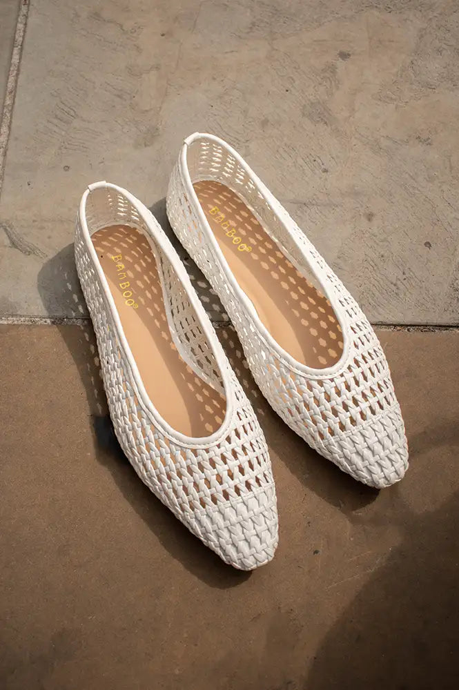 Cocci Florence White Woven Flats