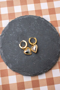 White Two Tone Heart Pendant Huggies