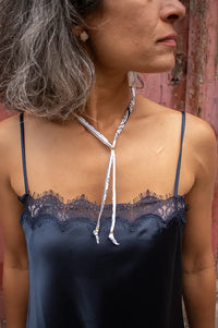 Arifah Studio White Bandana & Bronze Necklace