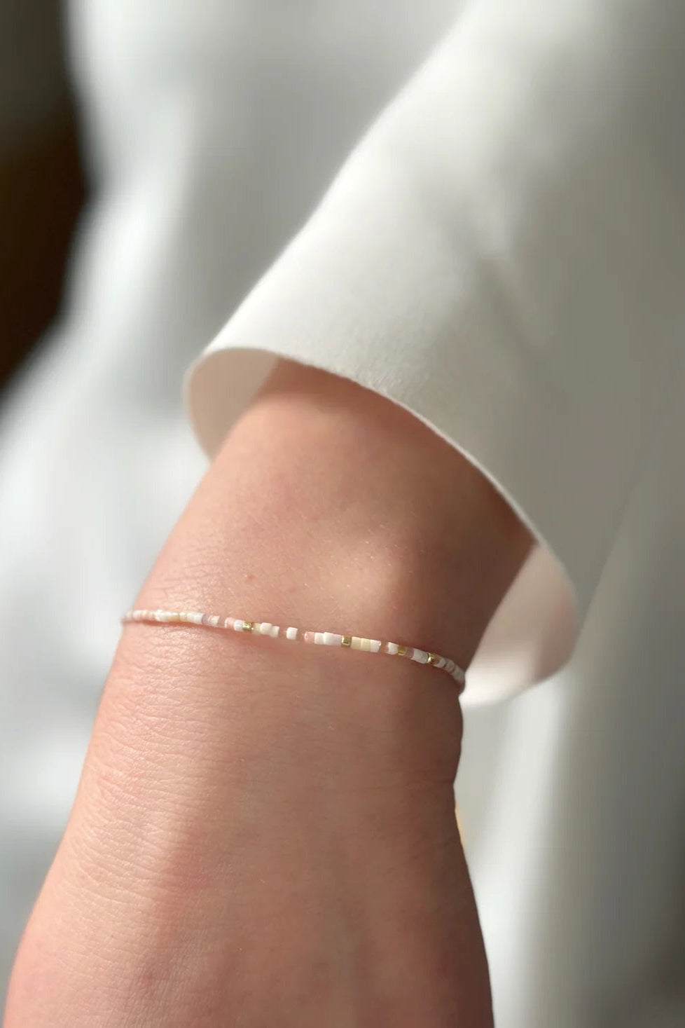 MAAS Muse Glass Miyuki Bead White Bracelet - The Mercantile London