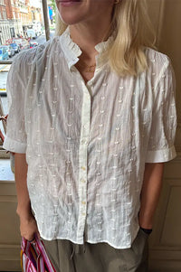M.A.B.E Alli Ecru Dotted Blouse