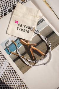 Arifah Studio White Bandana & Bronze Necklace