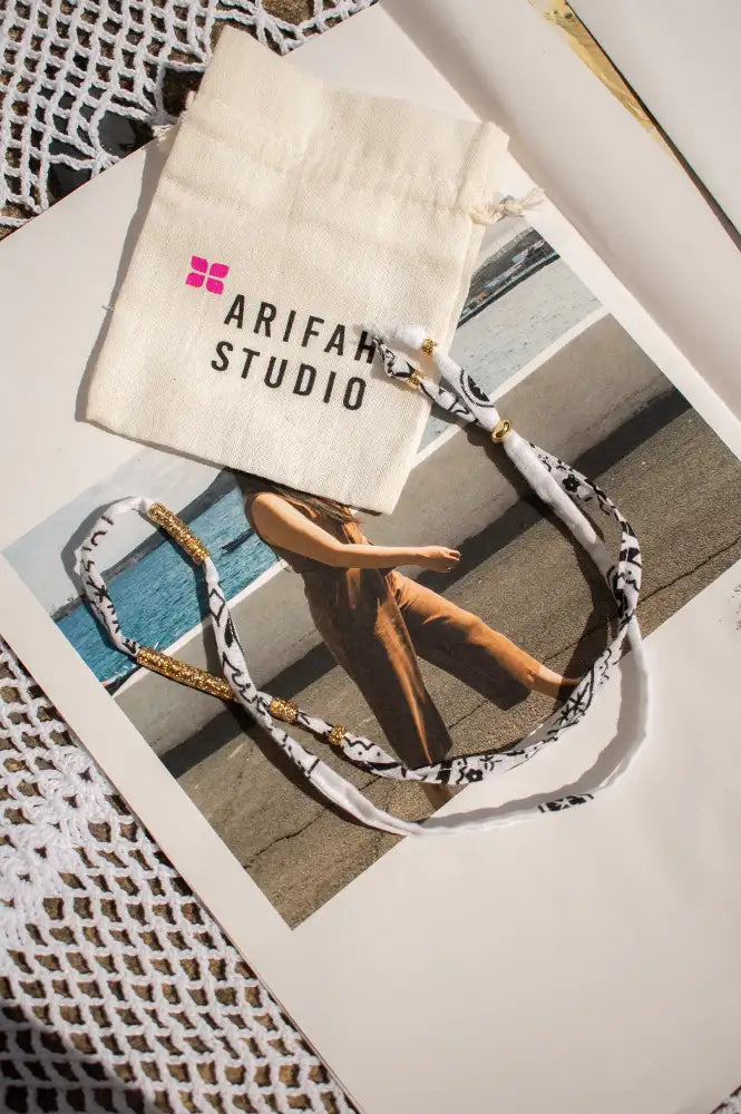 Arifah Studio White Bandana & Bronze Necklace