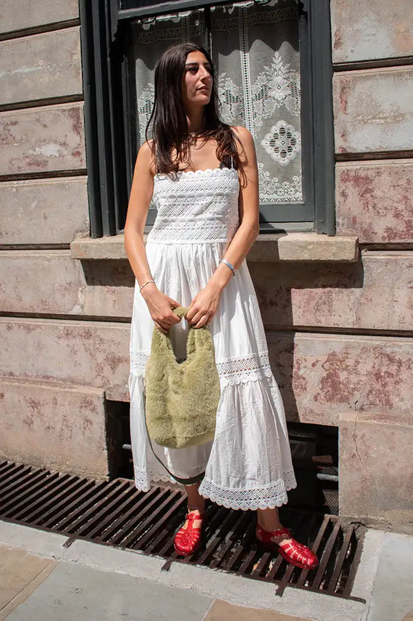 CUBIC Crochet Lace Panelled Maxi White Cami Dress – The Mercantile London