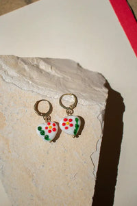 Namaste White Floral Glass Bead Dangle Earrings