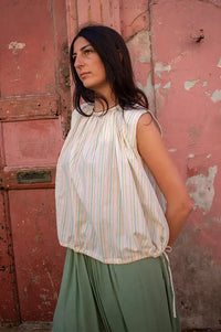 FRNCH Tina Pastels Striped Blouse - The Mercantile London