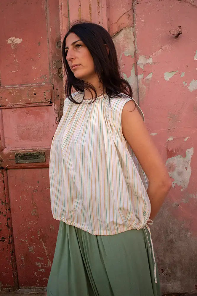 FRNCH Tina Pastels Striped Blouse - The Mercantile London