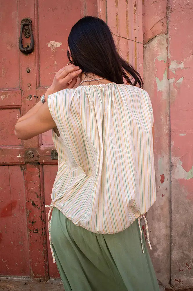 FRNCH Tina Pastels Striped Blouse - The Mercantile London