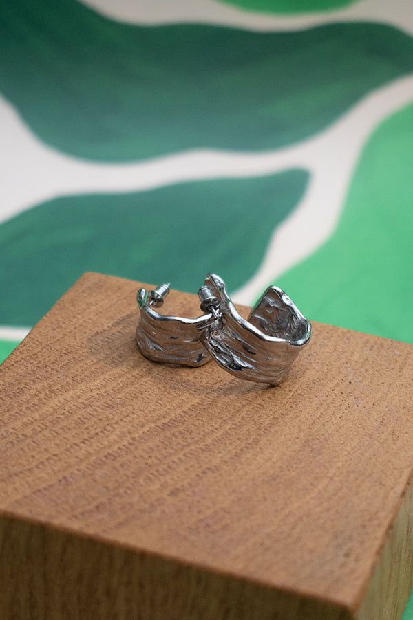 Wide Textured Hoop in Silver - The Mercantile London