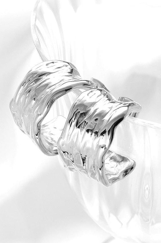 AW23 Wide Textured Hoop in Silver - The Mercantile London