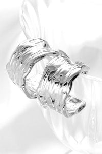 AW23 Wide Textured Hoop in Silver - The Mercantile London