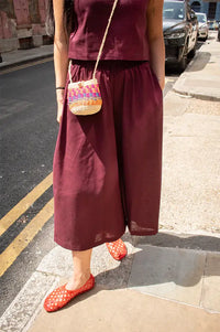 Artisans Of Humanity Wine Cropped Linen Culottes
