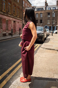 Artisans Of Humanity Wine Cropped Linen Culottes
