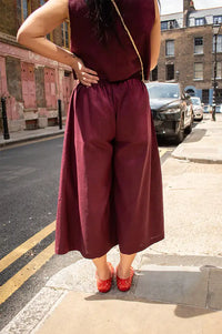 Artisans Of Humanity Wine Cropped Linen Culottes