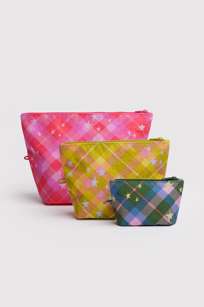 Baggu Star Plaid Go Pouch Set