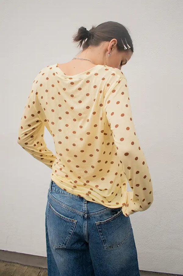 Marta Elissa Butter Polka Dot T-Shirt - The Mercantile London