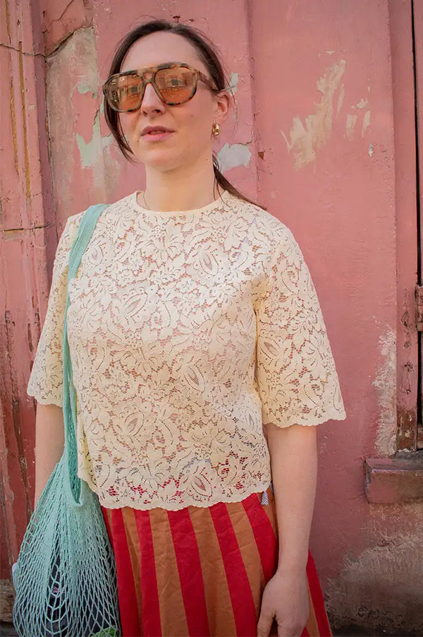 Stella Nova Soft Yellow Lace Top - The Mercantile London