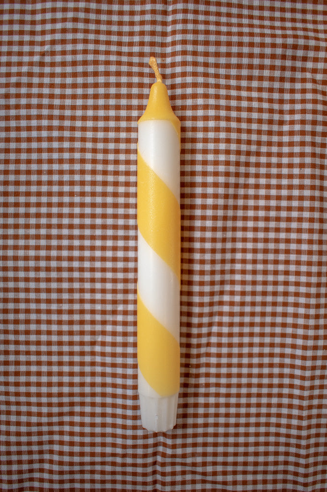 Florrie & Wren Butter Yellow Stripe Hand Dipped Candles  - The Mercantile London