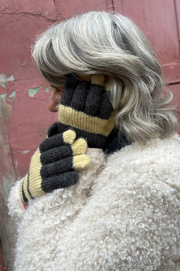 Damson Madder Butter & Charcoal Striped Gloves