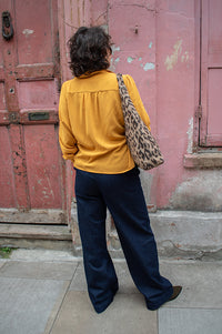 Louche Octavia Mustard Crepe Petal Blouse - The Mercantile London