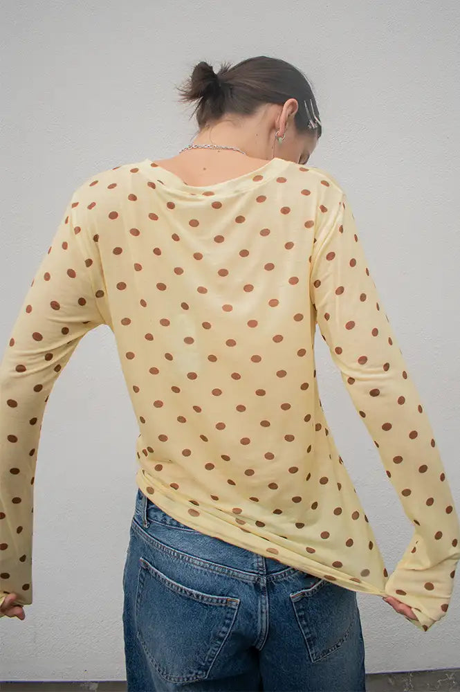 Marta Elissa Butter Polka Dot T-Shirt - The Mercantile London