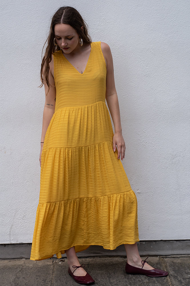Compania Fantastica Flowing Yellow Midi Dress - The Mercantile London