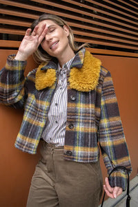 Numph Jenta Dachshund Yellow Check Jacket
