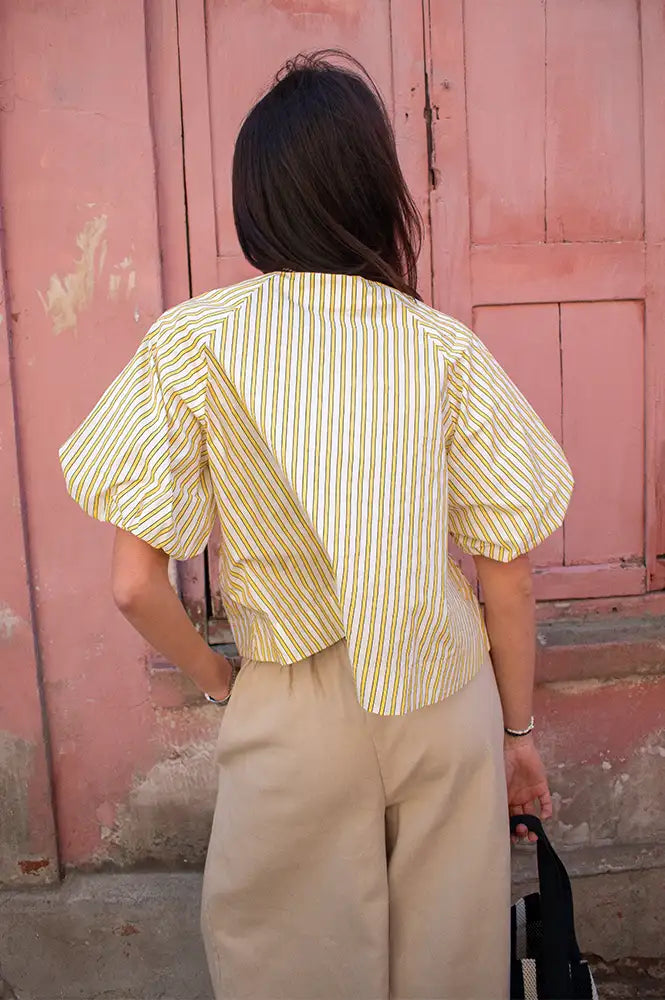 FRNCH Cosimo Yellow Striped Blouse - The Mercantile London
