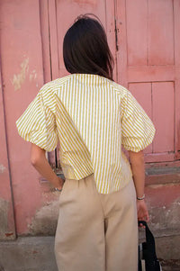 FRNCH Cosimo Yellow Striped Blouse - The Mercantile London