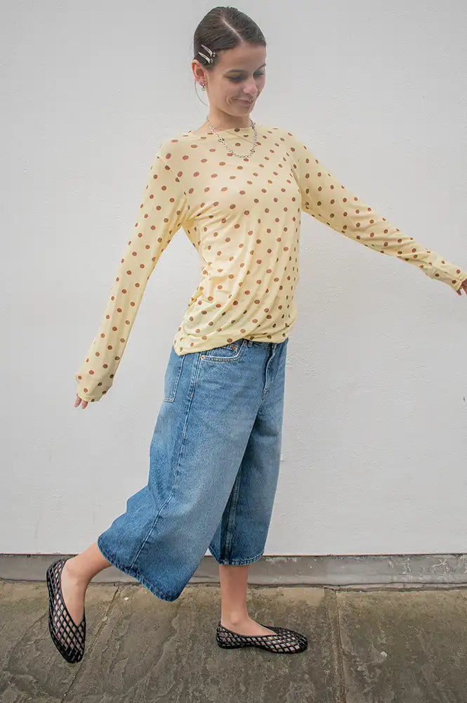 Marta Elissa Butter Polka Dot T-Shirt - The Mercantile London