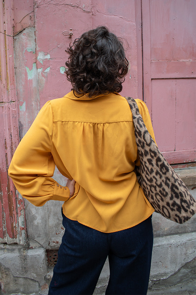 Louche Octavia Mustard Crepe Petal Blouse - The Mercantile London