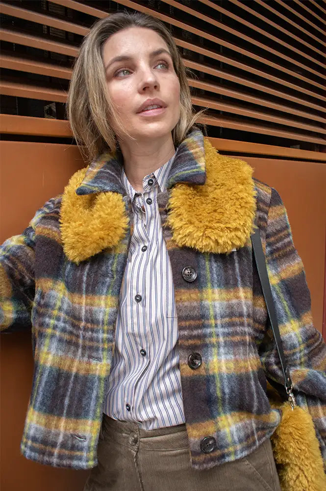 Numph Jenta Dachshund Yellow Check Jacket