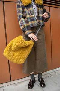 Helen Moore Ochre Faux Fur Barrel Bag