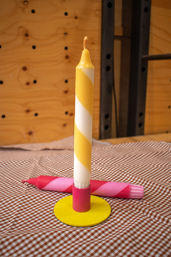 Florrie & Wren Butter Yellow Stripe Hand Dipped Candles  - The Mercantile London