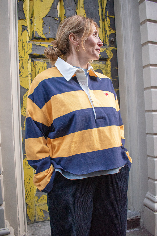 Bellerose Felito Captain And Yellow Stripe Polo Top – The