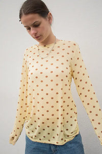 Marta Elissa Butter Polka Dot T-Shirt - The Mercantile London