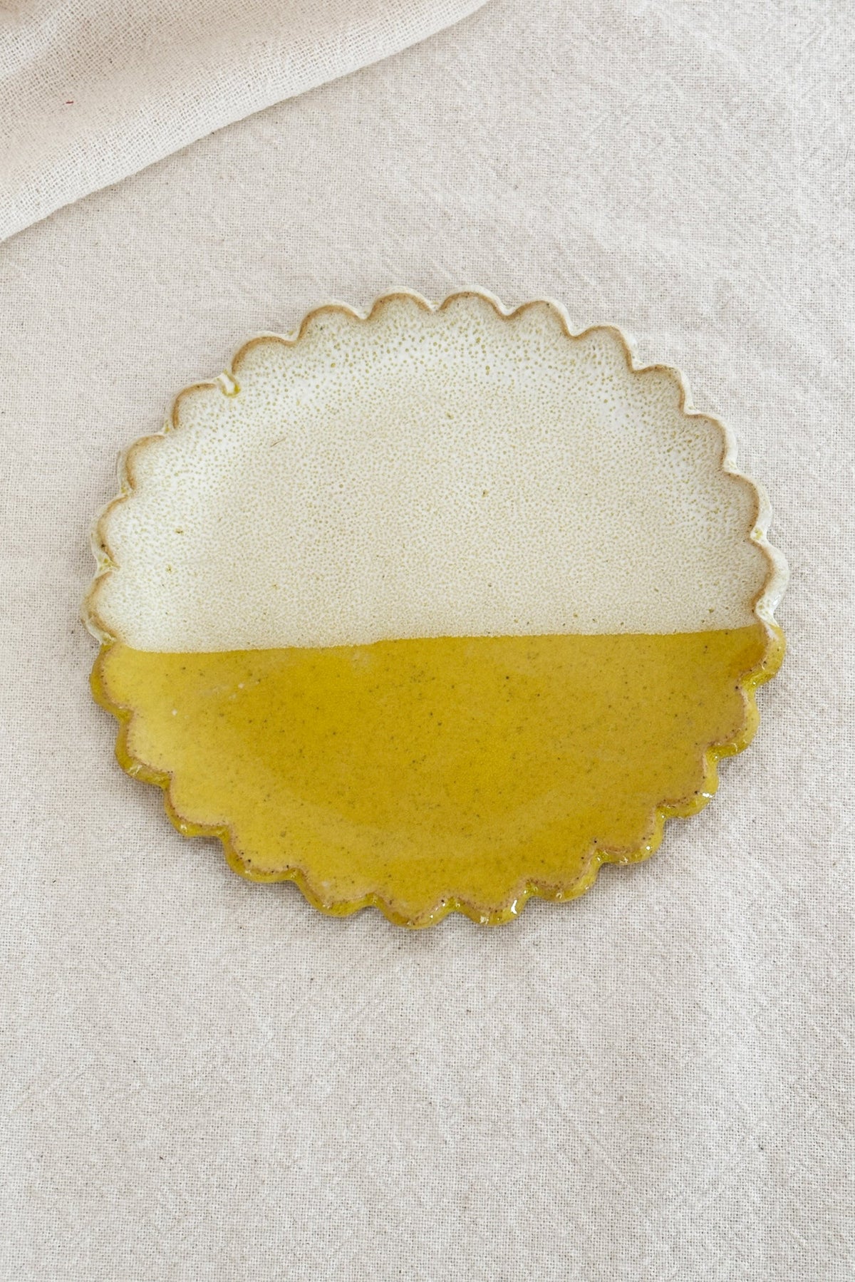 Frankie's Studio Yellow & White Scalloped Trinket Dish