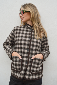 Yerse Brown And Ecru Checked Jacket