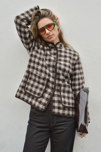 Yerse Brown And Ecru Checked Jacket