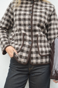 Yerse Brown And Ecru Checked Jacket