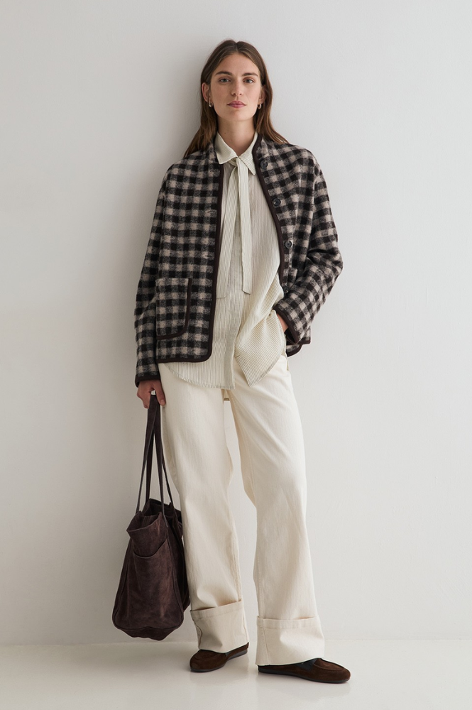 Yerse Brown And Ecru Checked Jacket