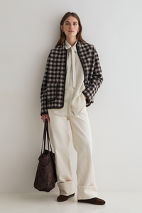 Yerse Brown And Ecru Checked Jacket