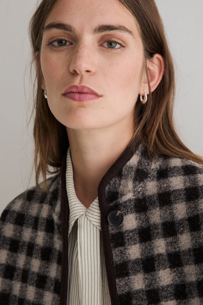 Yerse Brown And Ecru Checked Jacket