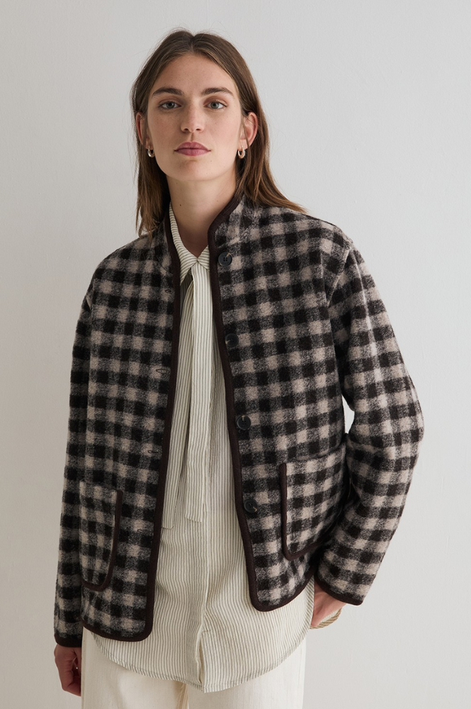 Yerse Brown And Ecru Checked Jacket