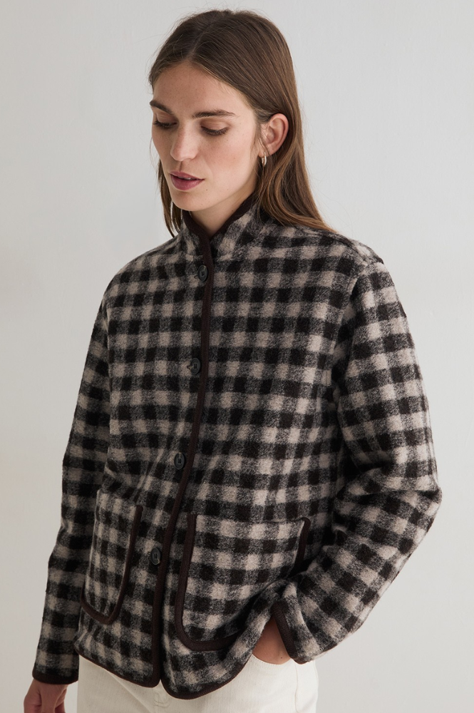 Yerse Brown And Ecru Checked Jacket