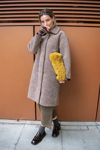 Yerse Chocolate Faux Shearling Coat
